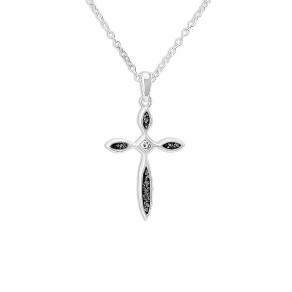 Black Unisex Solace Cross Memorial Ashes Necklace - Ashes Jewellery