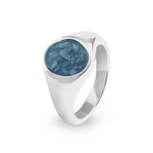 Blue - Unisex Shield Ashes Ring-Ashes Jewellery
