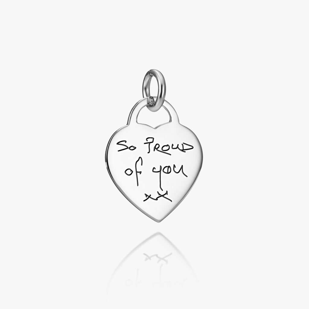 Sterling Silver Heart Handwriting Charm - Handwriting Jewellery - Memorial Jewellery