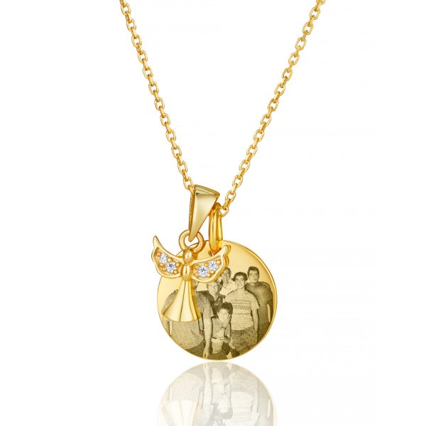 Gold Angel Disc Photo Necklace - Photo Jewellery