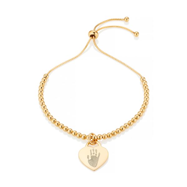 Gold Heart Handprint or Footprint Bracelet - Memorial Jewellery