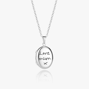 Sterling Silver Oval Handwriting Locket - Memorial Jewellery - Handwriting Jewellery - Inscripture