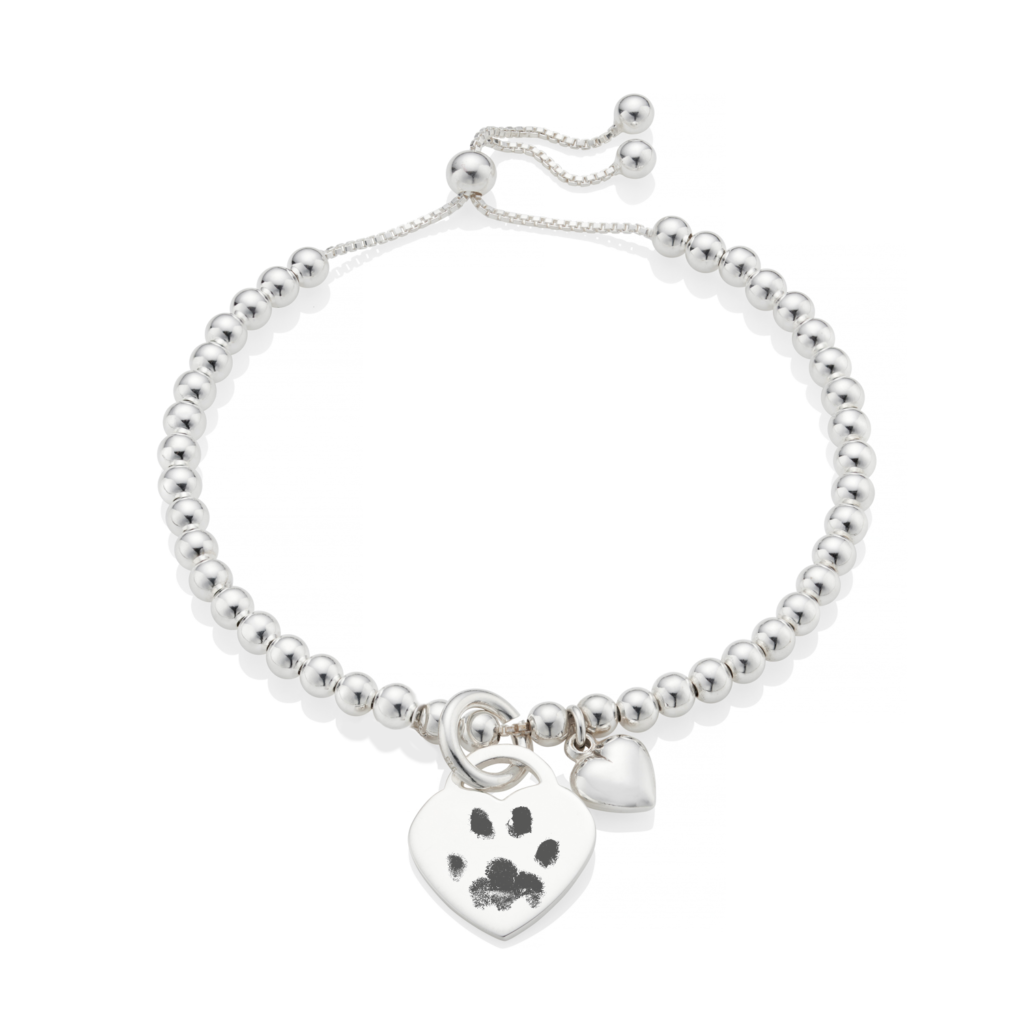 Sterling Silver Paw Print Bracelet - Paw Print Jewellery - Memorial Jewellery - Inscripture