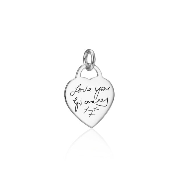 Sterling Silver Heart Handwriting Charm - Handwriting Jewellery - Memorial Jewellery