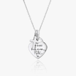 Heart & Cross Handwriting Necklace - Handwriting Jewellery - Memorial Jewellery - Inscripture