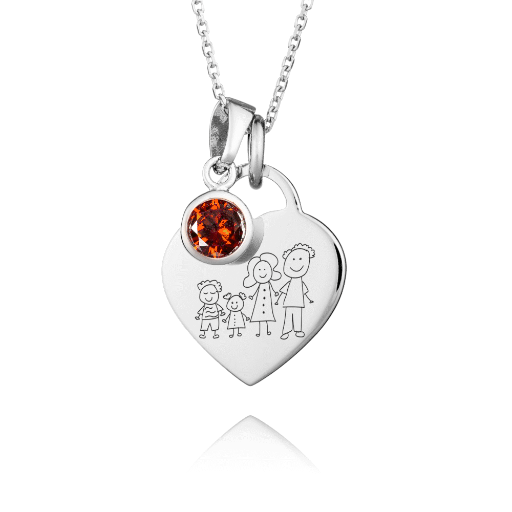 Silver Birthstone Children's Drawing Necklace - Children's Drawing Jewellery
