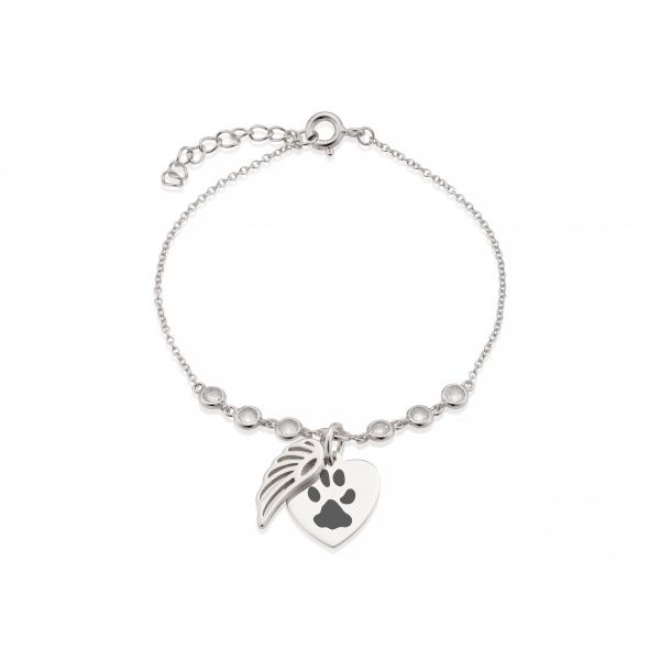 Angel Wing Paw print Bracelet - Pet Memorial Jewellery