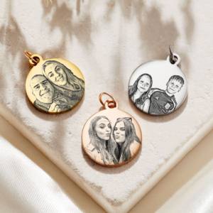 Silver Circle Disc Photo Charm - Memorial Jewellery - Inscripture - Photo Jewellery