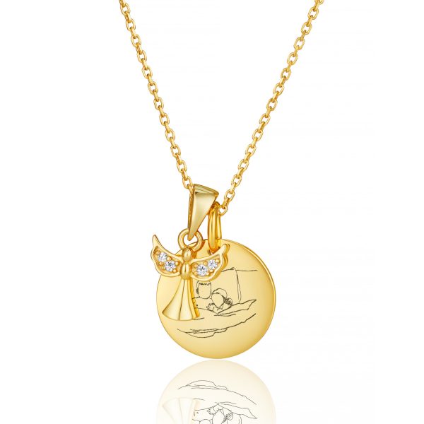 Gold Angel Disc Necklace_71161