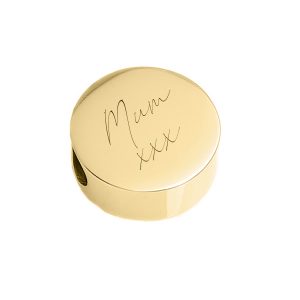 Gold Pandora Compatible Circle Handwriting Charm - Memorial Jewellery