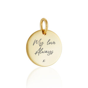 Gold Disc Handwriting Charm - Memorial Jewellery - Handwriting Jewellery - Inscripture