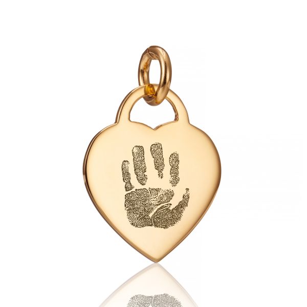 Gold Heart Handprint or Footprint Charm - Memorial Jewellery