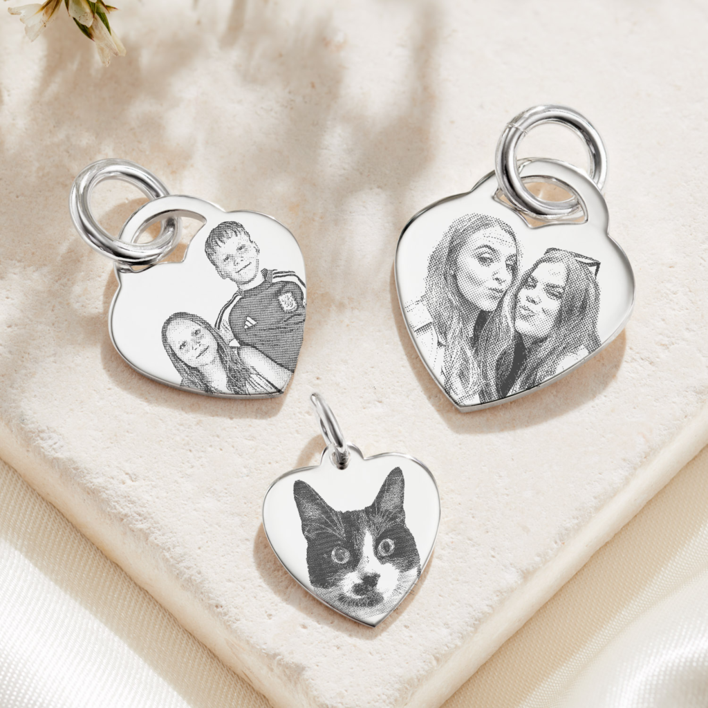 Sterling Silver Heart Photo Charm - Memorial Jewellery - Inscripture - Photo Jewellery