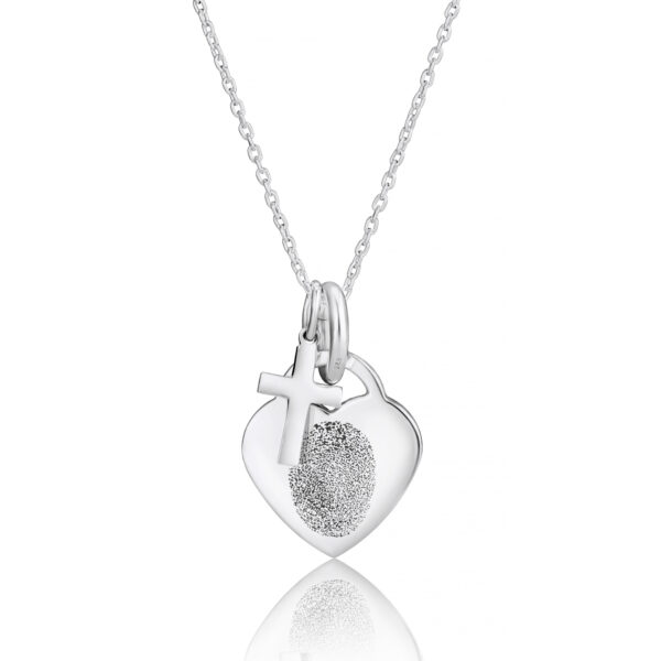 Heart & Cross Fingerprint Necklace - Fingerprint Jewellery