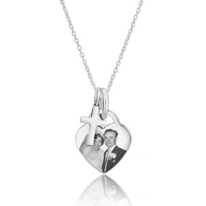 Heart & Cross Photo Necklace - Photo Jewellery - Memorial Jewellery - Inscripture