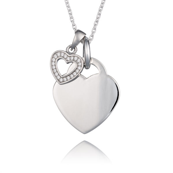 Duo Heart Handprint Or Footprint Necklace - Handprint or Footprint Jewellery - Inscripture - Memorial Jewellery