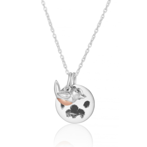 Sterling Silver Robin Disc Paw Print Necklace - Paw Print Jewellery - Inscripture - Memorial Jewellery