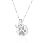 Silver Angel Disc Paw Print Necklace