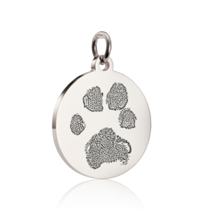Silver Circle Paw Print Charm - Memorial Jewellery - Inscripture - Paw Print Jewellery