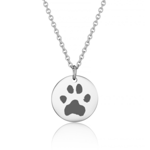 Silver Disc Paw Print Necklace - Paw Print Jewellery - Memorial Jewellery - Inscripture