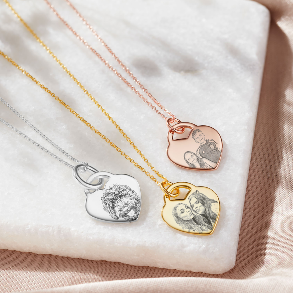 Sterling Silver Heart Photo Necklace - Photo Jewellery - Memorial Jewellery - Inscripture
