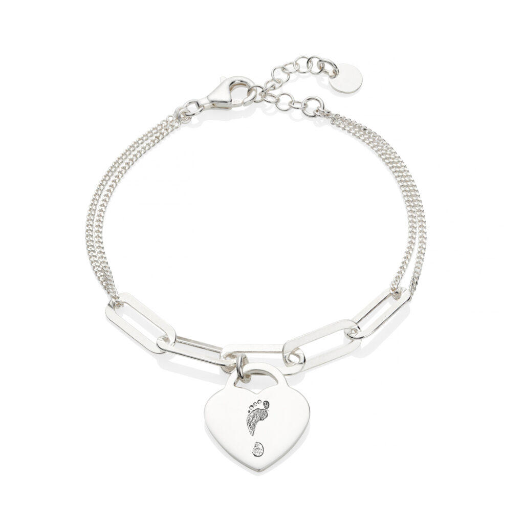 Silver Link Handprint or Footprint Bracelet