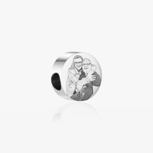 Silver Circle Photo Pandora Compatible Charm - Photo Jewellery - Memorial Jewellery - Inscripture