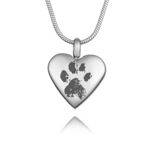 Silver Urn Paw Print Necklace - Paw Print Jewellery - Inscripture - Memorial Jewellery