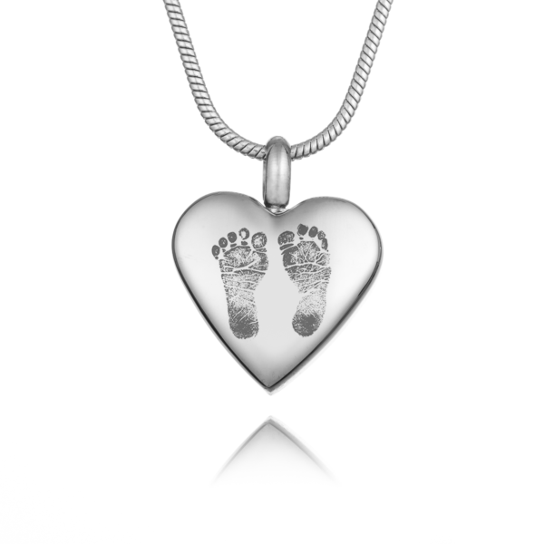 Handprint or Footprint Silver Urn Necklace - Handprint or Footprint Jewellery - Memorial Jewellery - Ashes Jewellery - Inscripture
