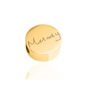 Gold Circle Handwriting Pandora Compatible Charm - Handwriting Jewellery - Memorial Jewellery - Inscripture