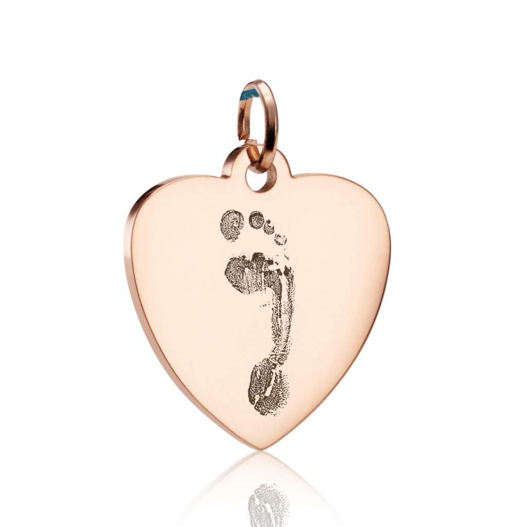 Rose Gold Handprint or Footprint Heart Charm