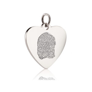 Steel Silver Fingerprint Heart Charm - Fingerprint Jewellery
