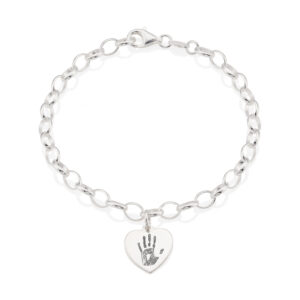 Sterling Silver Heart Handprint or Footprint Bracelet - Handprint or Footprint Jewellery - Memorial Jewellery - Inscripture