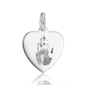 Sterling Silver Heart Charm - Handprint or Footprint Jewellery - Inscripture - Memorial Jewellery