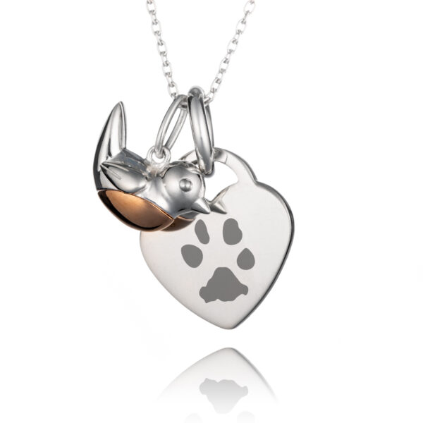 Sterling Silver Robin Paw Print Necklace - Paw Print Jewellery