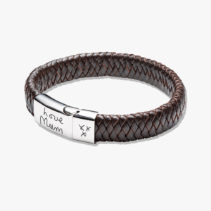 Brown Leather Ashes Handwriting Bracelet - Ashes Jewellery - Photo Jewellery
