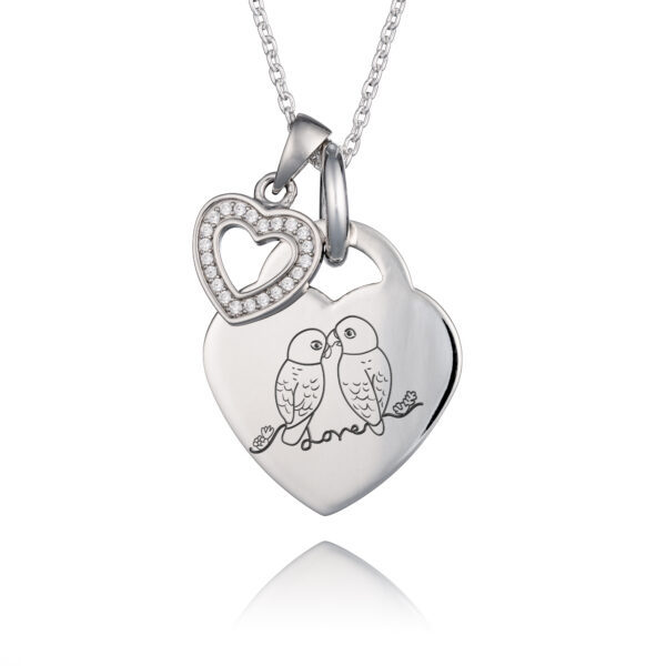 Silver Love Birds Necklace - Valentines Day Jewellery
