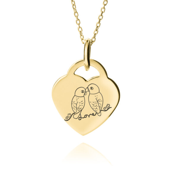 Gold Love Birds Necklace - Valentines Day Jewellery