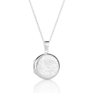 Sterling Silver Floral Locket - Personalised Locket - Photo Jewellery