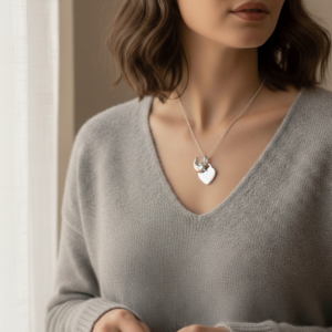 Sterling Silver Robin Handprint or Footprint Necklace - Memorial Jewellery - Inscripture