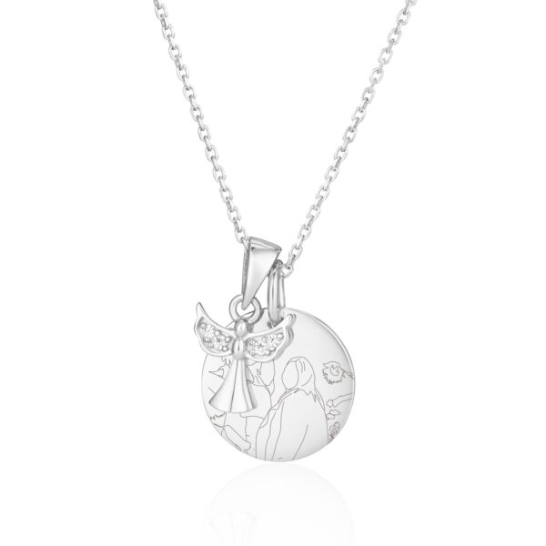 Angel and Disc Illustration Necklace - Photo Jewellery - Memorial Jewellery