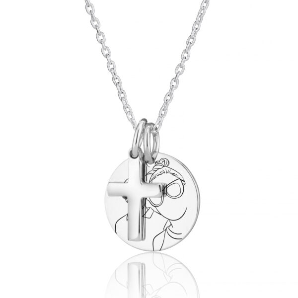 Disc Cross Illustration Necklace - Photo Jewellery