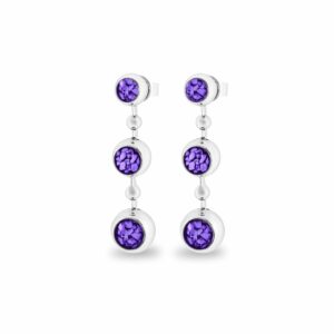 Purple - Rondure Array Triple Drop Ashes Earrings - Ashes Jewellery