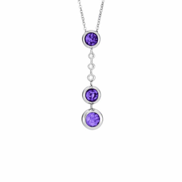 Purple - Triple Ball Drop Ashes Necklace - Ashes Jewellery