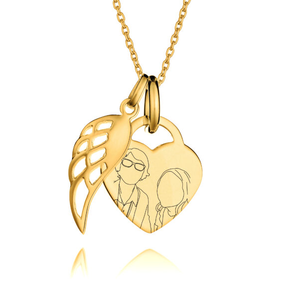 Gold Angel Wing Illustration Necklace