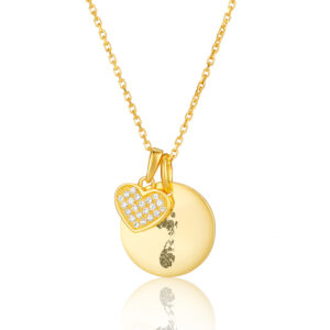 Gold Heart And Disc Handprint Or Footprint Necklace - Handprint Footprint jewellery