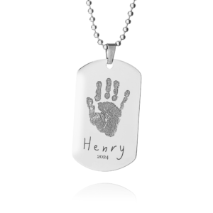 Dog Tag Handprint Or Footprint Necklace - Handprint Footprint Jewellery - Memorial Jewellery - Inscripture