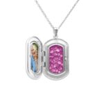 Pink_- Large Rectangle Ashes Locket - Ashes Jewellery