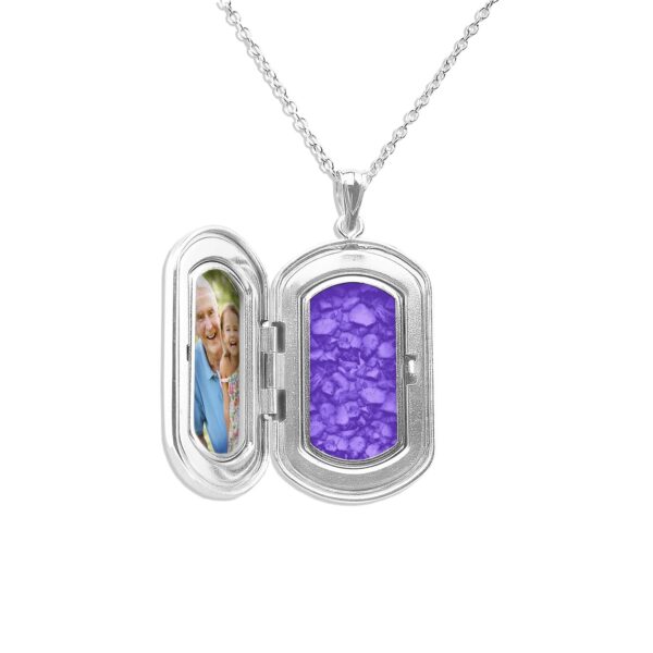Purple - Large Rounded Rectangle Ashes Locket - Ashes Jewellery