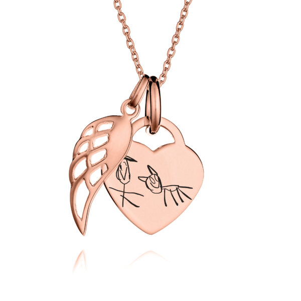 Rose Gold Angel Wing Children's Drawing Necklace